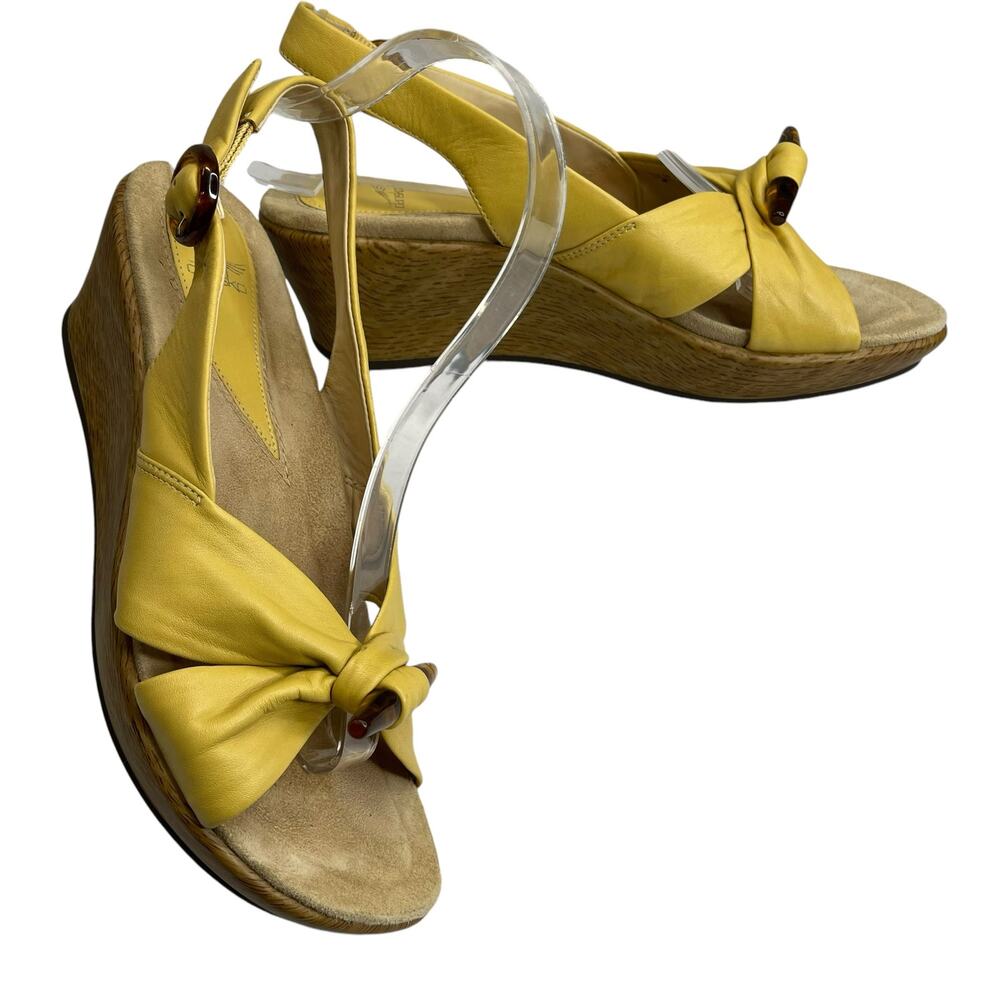 Dansko Yellow Leather Wedge Sandals